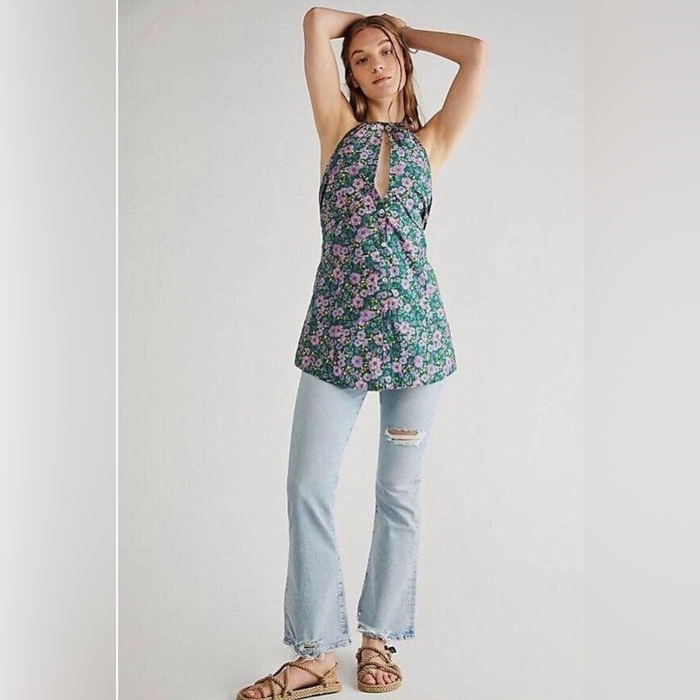 Free People Lyla Floral Halter Tunic Size Small